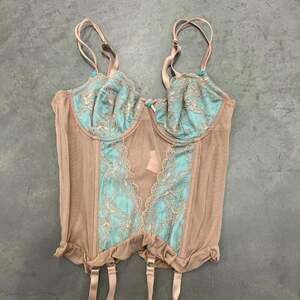 Women's Tan and Blue Corset